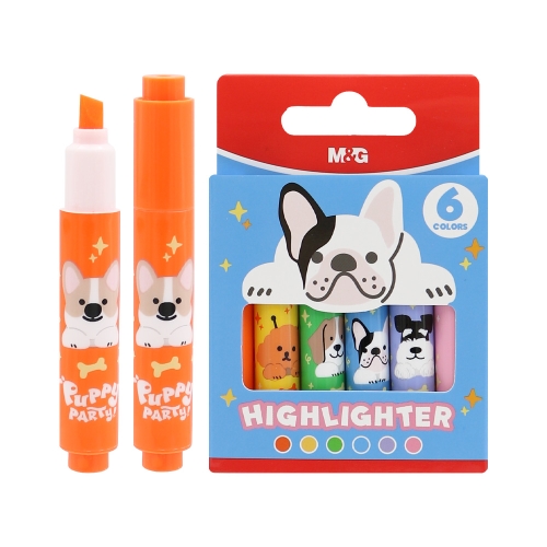 Zvýrazňovač M&G Mini Puppy Party! - sada 6 ks