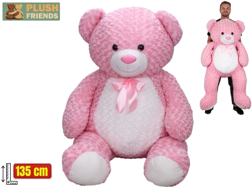 Plush Friends pink color white belly 135cm plush bear w/ribbon 0m+