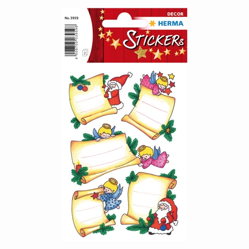 Vianočná nálepka na popisovanie, listy - glitter