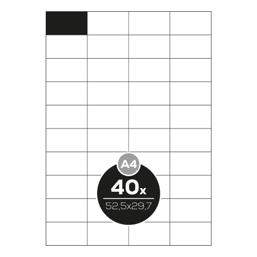 Labels Top Stick A4/100 pcs, 52.5x29.7 mm - 40 labels, white