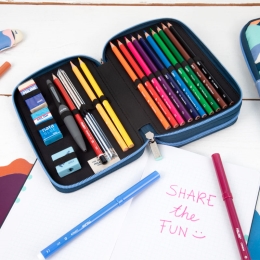 Filled double decker pencil case The Fun series, blue (3)