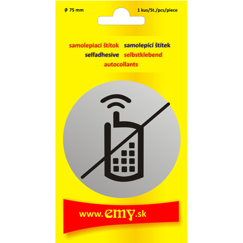 Piktogram 7,5 cm - Zákaz používania mobilných telefónov