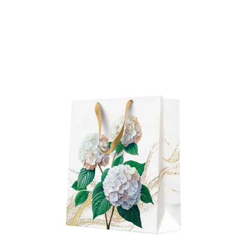 Darčeková taška medium 20x25x10 cm Romantic White Hydrangeas