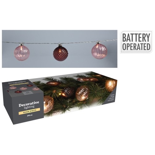 Svetelná reťaz 10 LED biela teplá, priemer 6 cm