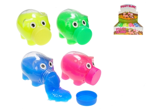 4asstd color (pink,blue,yellow,green) Professor Slime 9cm pig neon slime 12pcs in DBX