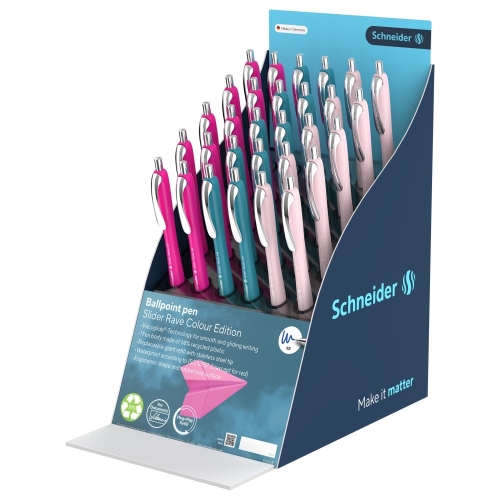 Prezentačný stojan Pero guľôčkové Schneider Slider Rave colour (30 ks) - modrá náplň (11)