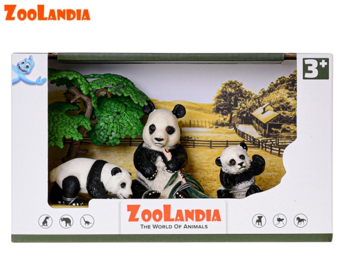 Plastic panda with cubs and accessories in OTB