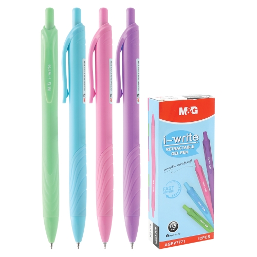 Gel pen M&G i-write 0,5 mm (mix of pastel colours) - blue refill