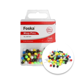 Map pins / color FOSKA, 17 mm / 100 pcs, pp box