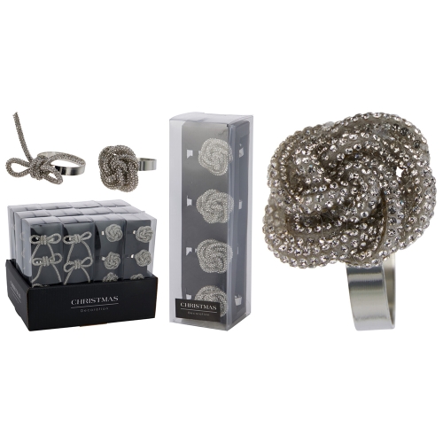 Decorative napkin rings, silver (set of 4)