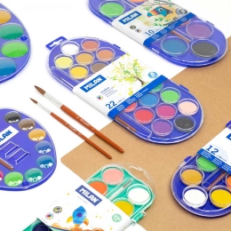 Water colors MILAN - 12 colors, 45 mm + 2 x brush + 1 white color (1)