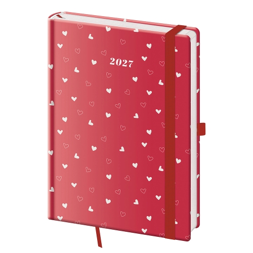 2027 Weekly A5 Vario Planner - Hearts with Elastic Band