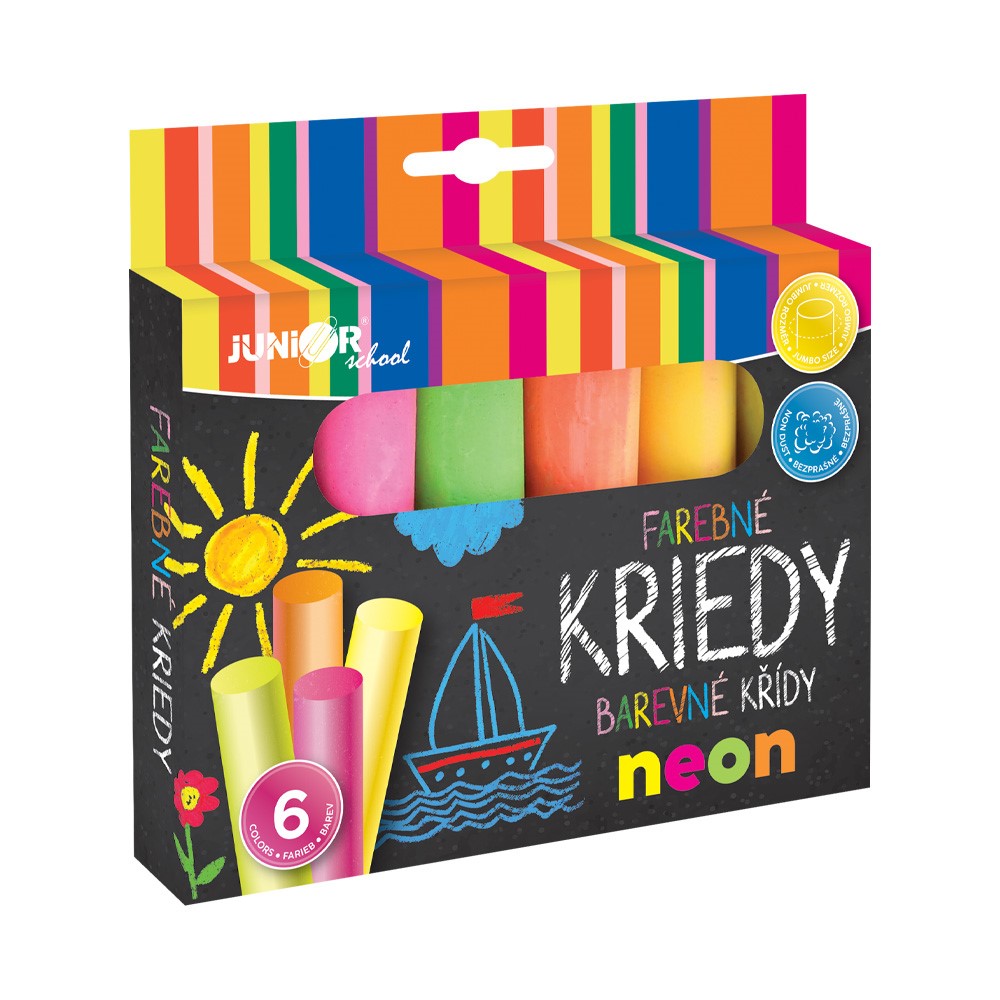 Colored/pavement chalks JUNIOR, round 6 pcs. Neon