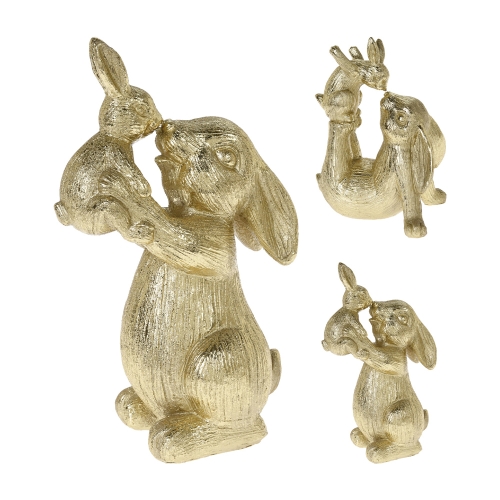 RABBIT W BABY GOLD 22CM 2ASS