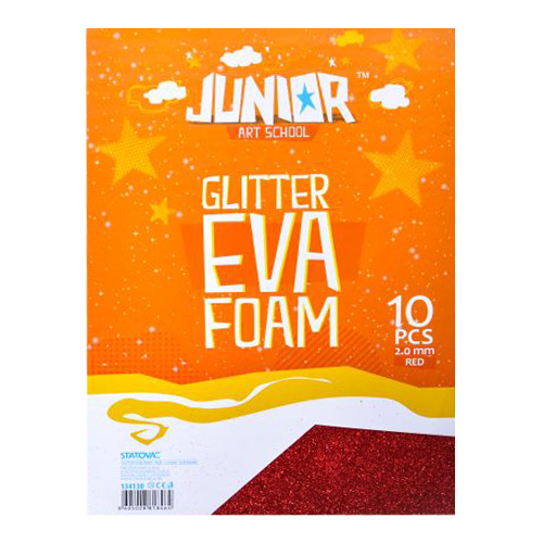 Dekoračná pena A4 EVA Glitter červená 2,0 mm, sada 10 ks