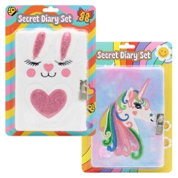 A5 lined notebook with plush envelope and lock (mix of 8 designs) (1)