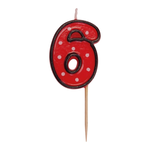 Number candle on a stick "6" 50mm [1 pc]