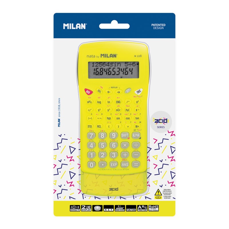 Blister pack M228 scientific calculator Acid series, yellow