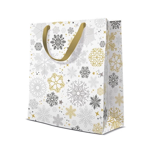 Gift bag PAW Metallic Snowflakes, medium 20x10x25 cm