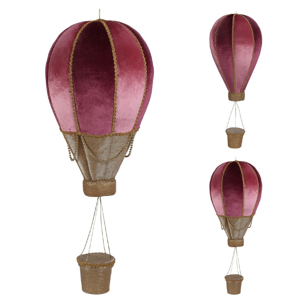 Dekorácia závesná - teplovzdušný balón v ružovo-zlatej farbe 70 cm