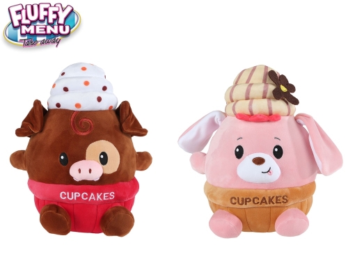 Fluffy Menu 2asstd (pig, dog) 27cm plush cupcake animal 0m+