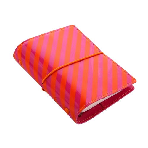 Diár Filofax Domino Patent stripes, oranžovo-ružový, kapesný