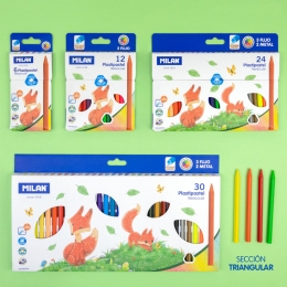 Pastelky MILAN trojhranné plastické 10 ks+2ks Fluo (2)