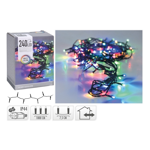 Decorative lighting outside. - chain of 240 colored LEDs, length 18 m /230V