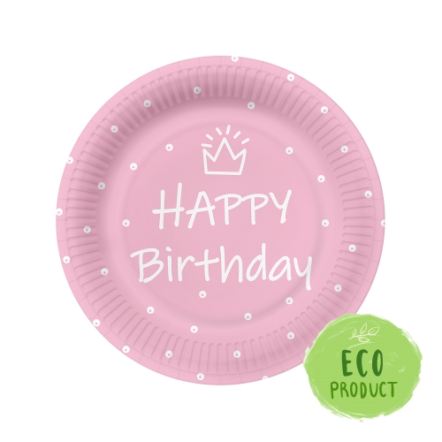 Papierový tanier PAW Eco 23 cm Special Day - light pink / 10 ks