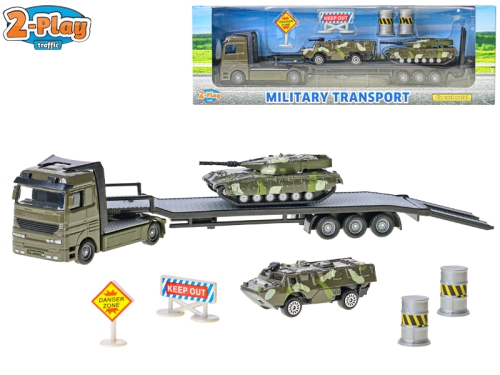 1:60 die cast military transporter w/2pcs of tanks 2-Play in WBX