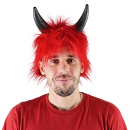 Red wig with horns and hair