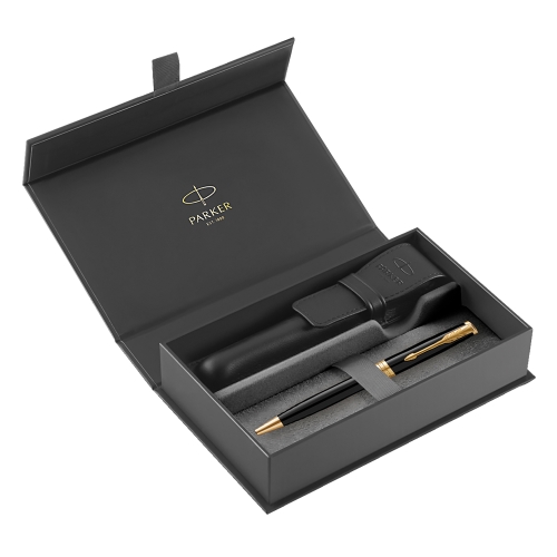 GP PARKER Sonnet Black GT + black leather case