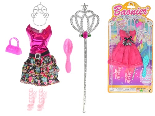 2asstd color (light pink, dark pink) doll fashion dress w/accessories on BC