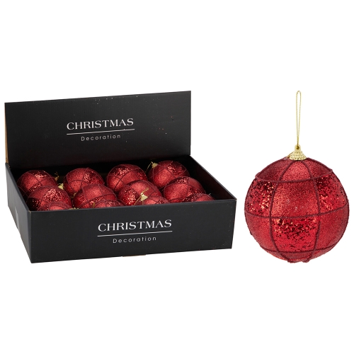 Christmas ball 100 mm red, glittered (price /1 pcs)