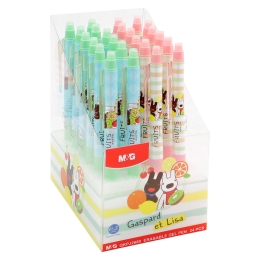 M&G Gaspard et Lisa Fruits Gel/Eraser Pen, 0.5 mm – Blue Ink (Assorted / Price per pie (1)