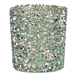 Svietnik sklenený, multicolor glitter 9 cm