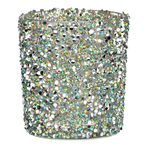 Candlestick glass, multicolor glitter 9 cm (1)