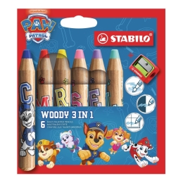 Multifunkčná farbička STABILO woody 3v1 PAW Patrol - 6 ks sada so strúhadlom Multifunkčná farbička STABILO woody 3v1 PAW Patrol - 6 ks sada so strúhadlom