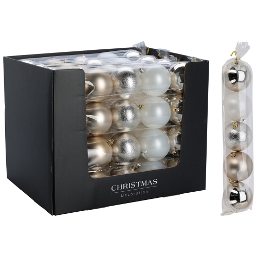 Christmas ball 80 mm in gold colour (mix) - set of 5