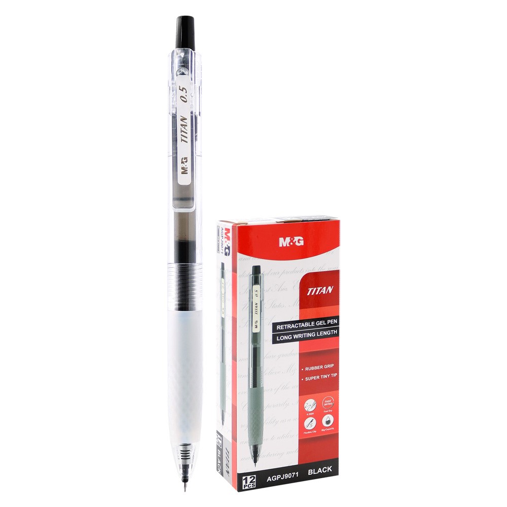 M&G TITAN retractable gel roller, tip mm, black ink