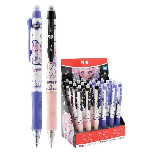 Erasable Gel Pen M&G Pink Fantasy 0,5 mm, blue ink (2 designs)