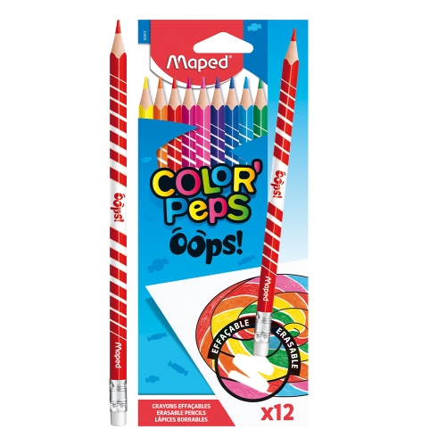 MAPED triangular crayons "COLOR'PEPS OOPS" with eraser set of 12 pcs