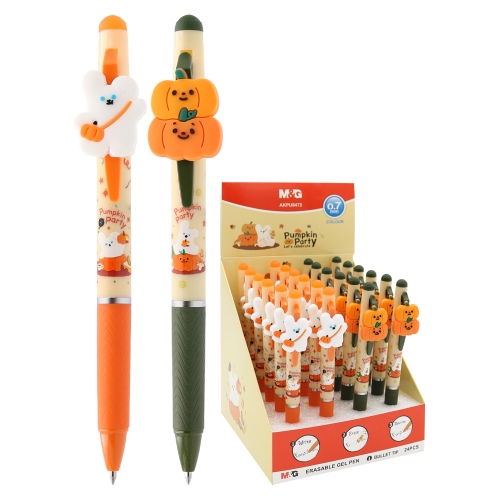 Erasable Gel Pen M&G Pumpkin, tip 0.5 mm, blue ink (2 designs)