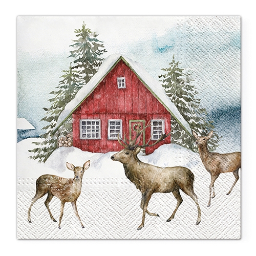 Obrúsky TaT 33x33cm Red house in the snow