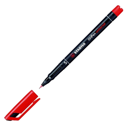 Permanent marker, 0.4 mm, STABILO OHPen S universal, red