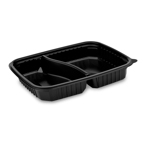 Menu bowl 2-piece black for microwave PP 1200 ml, L 25x18.5 x 4 cm, set of 50