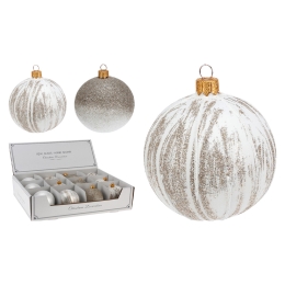 8 cm Glass Christmas Ball with a Sparkling Pattern (Assorted / Price per piece) 8 cm Glass Christmas Ball with a Sparkling Pattern (Assorted / Price per piece)