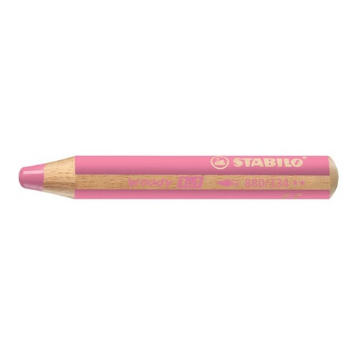 Pastelka STABILO woody 3 v 1 - farbička, vodovka, voskovka - ružová