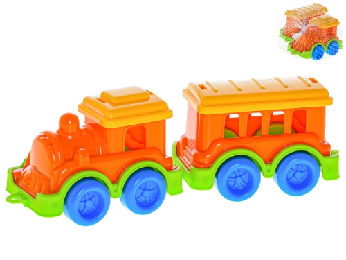 19cm plastic train w/wagon in net