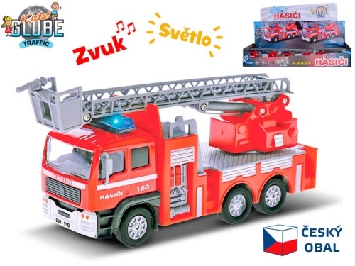 14cm BO Kids Globe Traffic pull back Czech design fire rescue engine w/sound&light 12pcs i